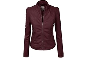 Lock and Love Slim Fit Stylish Vegan Leather Moto Jacket for Women - PU Biker Motorcycle Coat