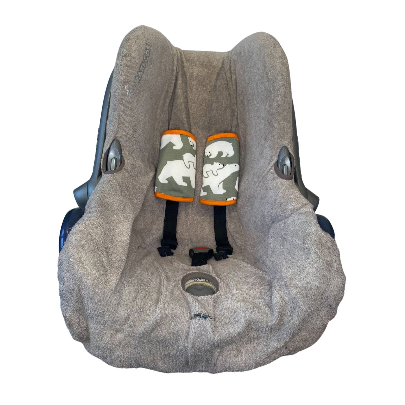 Universal Strap Covers for Baby Carriers, car Seats and pushchairs. Reversible Jersey Cotton and Towelling. Great for Teething Babies and Protection from Dribbling and Chewing