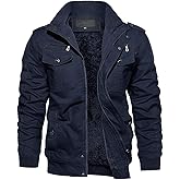 EKLENTSON Men's Thick Thermal Winter Jacket with Multi Pockets Zip Front Fleece Lined Military Jacket for Men