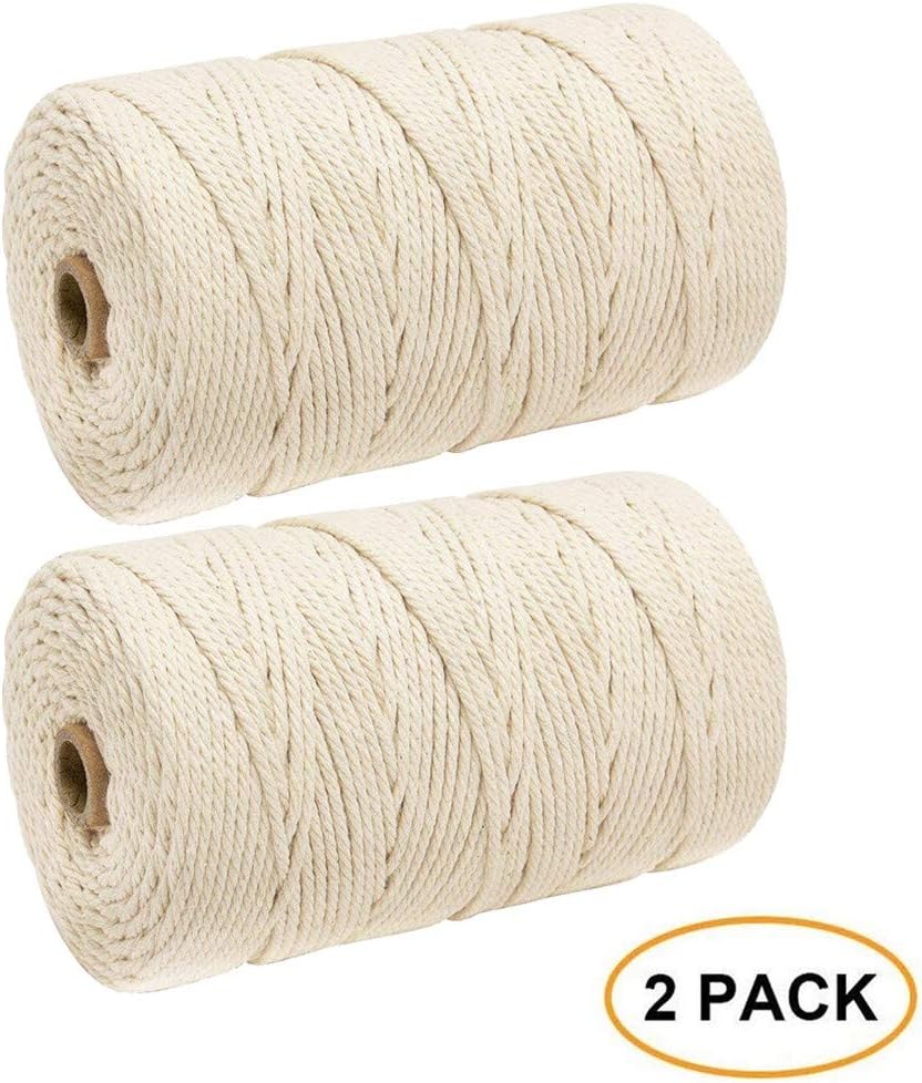 Weisfe78 3mm Macrame Cord 218 yards - Best for Plant Hanger Wall Hanging Craft Making Macrame Supplies Cotton Cord Natural White Macrame Rope for Wall Hanging Dream Catcher
