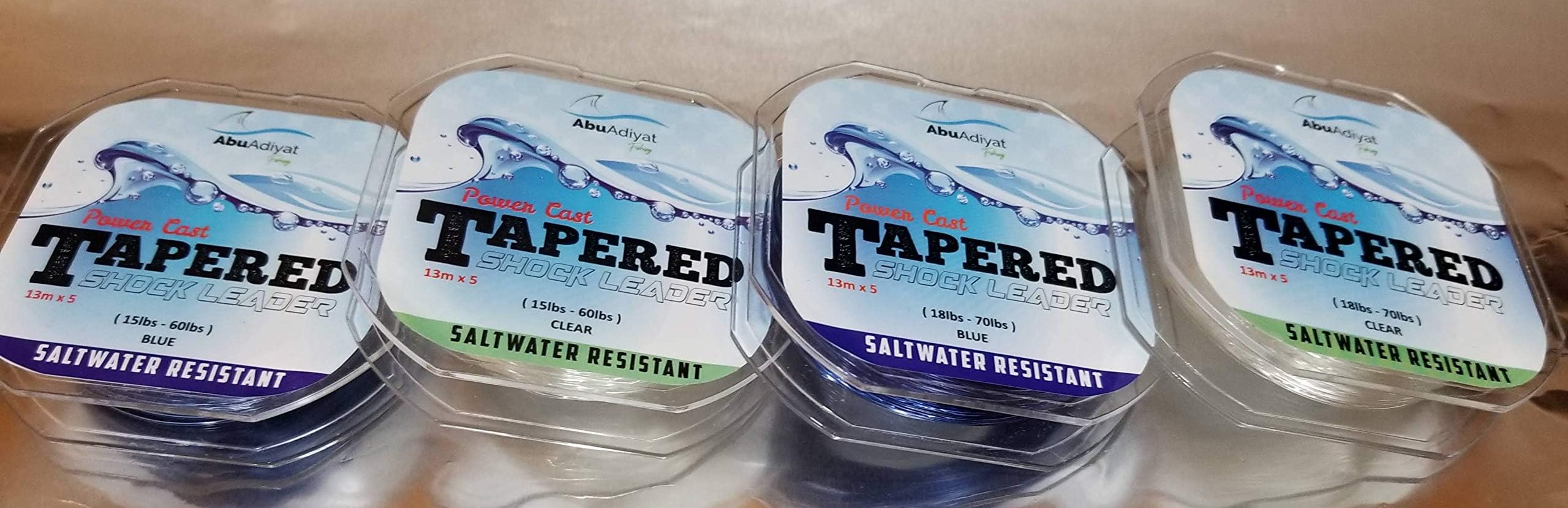 AbuAdiyat fishing POWER CAST TAPERED SHOCK LEADER (13mX5) (Clear, 15-60lbs)