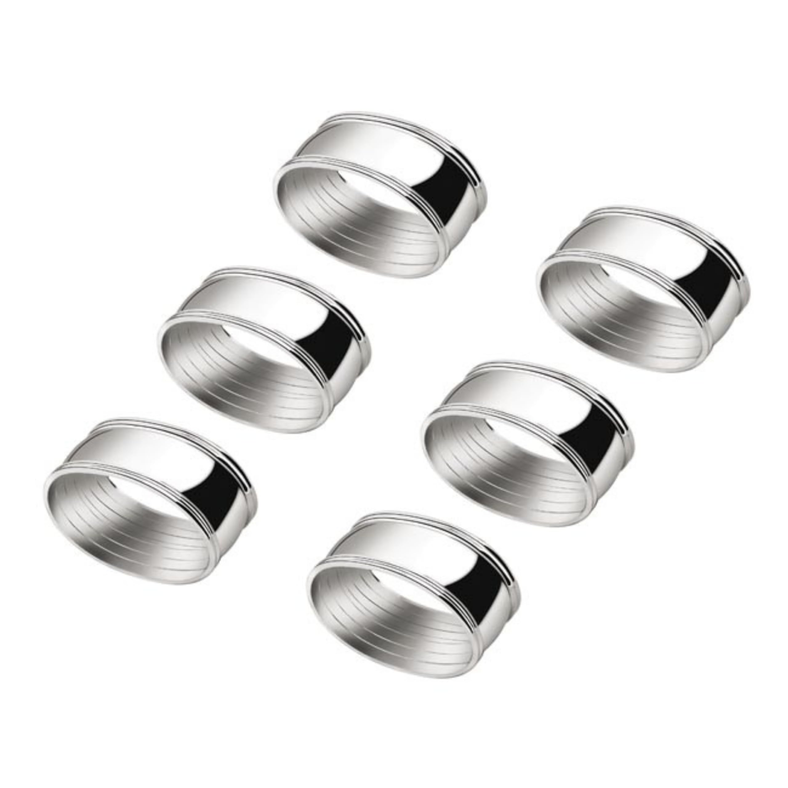 Zilverstad Napkin Rings Oval, Silver, Set of 6, 3.8 x 5.4 x 2.1 cm