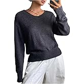 SHENHE Women's Crewneck Sweater Pullover Drop Shoulder Soft Knit Fall Casual Sweater Jumper