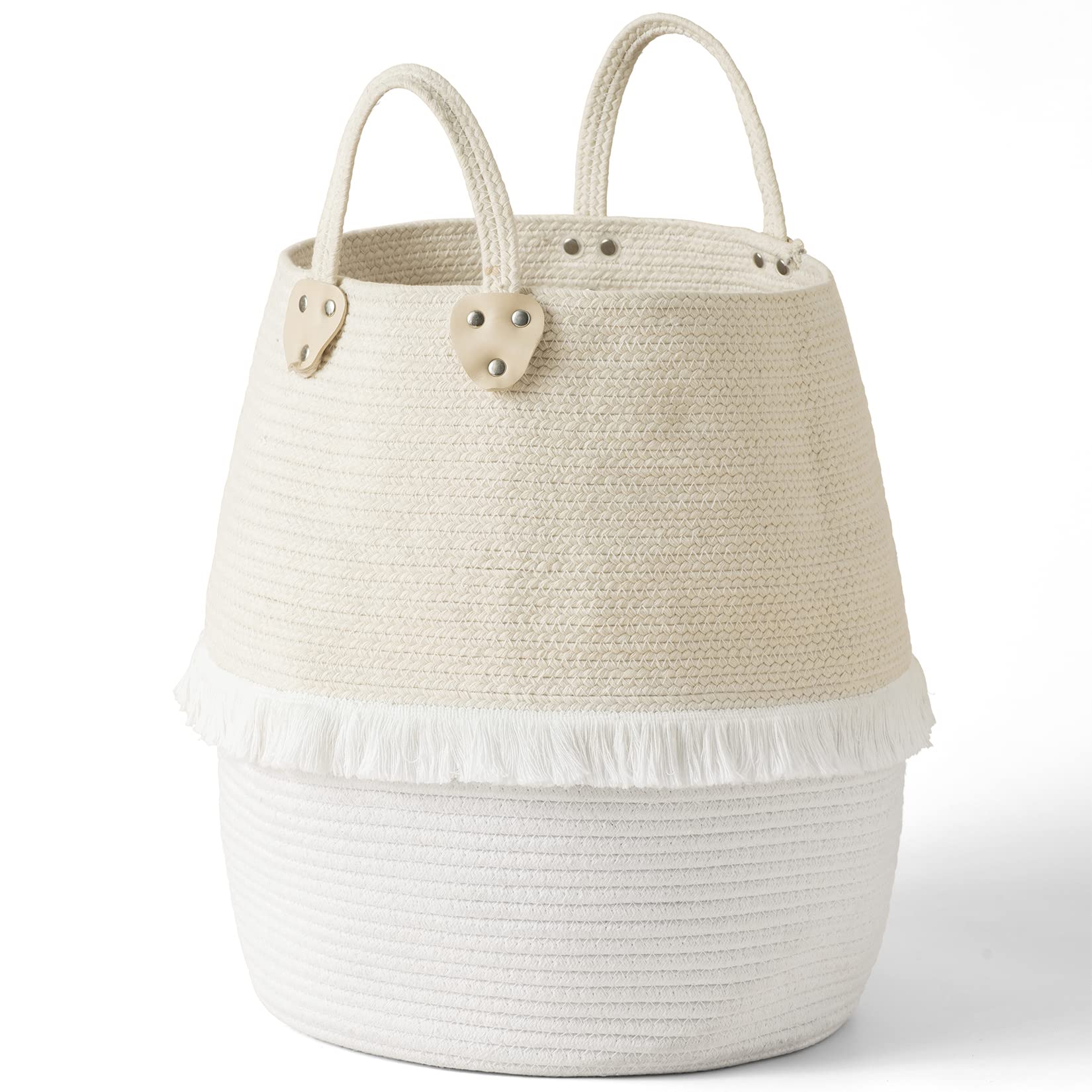 La Jolíe Muse Woven Laundry Basket, Cotton Rope Belly Basket, Blanket Organizer Home Decor Gift, 40 x 38 CM Storage Basket — image 1