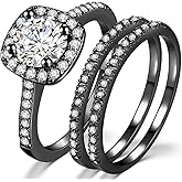 Jude Jewelers Silver Rose Gold Three-in-One Wedding Engagement Bridal Halo Ring Set