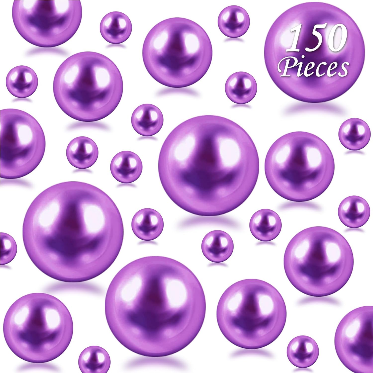 Vase Fillers - Cusmation 150 Pcs Floating Vase Pearls and 800 Pcs Water Gel Beads for Floating Beads, Purple Vase Filler Artificial Pearl Fillers for Centerpieces Purple Pearls Home Wedding Decor 8/14/20 mm