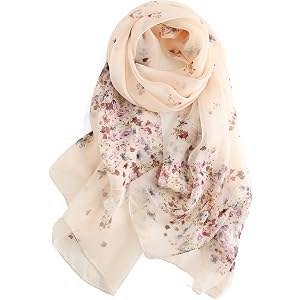 Taseson 100% Mulberry Silk Scarf for Women, 69'' x 43'' Lightweight Large Silk Chiffon Shawl Wraps Floral Neck Scarf Gift
