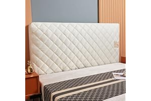 EFELIM Velvet Bed Headboard Slipcover for Queen Full Cal King, Quilted Bed Headboard Cover Thicken Dustproof Protector Cover Bedroom Decor (Beige,Quuen:150cm/59in)