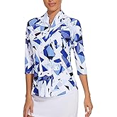 Cucuchy Womens Golf Shirt Quick Dry 3/4 Sleeve Quarter Zip Polo Workout Tops Tennis Shirts S-XXL