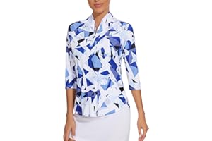 CUCUCHY STYLE Cucuchy Womens Golf Shirt Quick Dry 3/4 Sleeve Quarter Zip Polo Workout Tops Tennis Shirts S-XXL