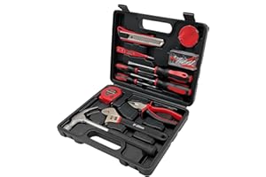 MFBJXC General Tool Set Household Hand Tool Kit with Toolbox 13PCS with Hammer,Portable Basic Home Tool Set,Emergency tool Kit with General Tools, Comprehensive Tool Box for College Students,Household