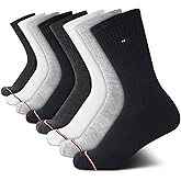 Tommy Hilfiger Womens Crew Socks - 8 Pack Lightweight Athletic Performance Moisture Wicking Cushioned Running Socks for Women