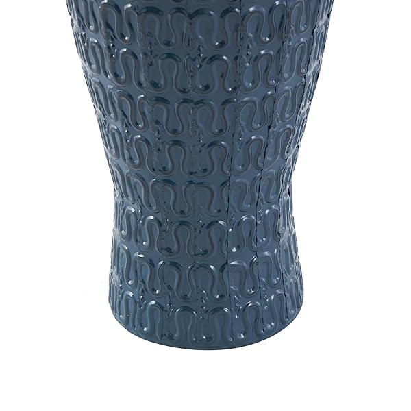 DECO 79 METAL DECORATIVE VASE DIMENSIONAL TEXTURED CENTERPIECE VASE WITH WAVY PATTERN, FLOWER VASE FOR HOME DECORATION 9″ X 9″ X 24″, DARK BLUE