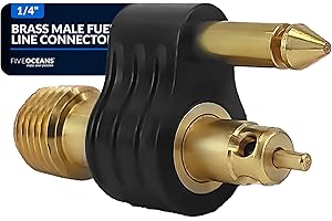 Five Oceans 1/4-Inch Brass NPT Male Fuel Line Connector 2-Prong, Compatible with All Yamaha and Original Mercury (OE) Part #: 22-13563Q7, 22-13563A7, 22-13563A6, 22-13563T7 Female Connectors - FO4408