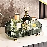 Makeup Perfume Organizer, Vanity Tray, Cosmetic Skincare Organizer, Countertop Organizer Tray for Bathroom Vanity Dresser Table, Green