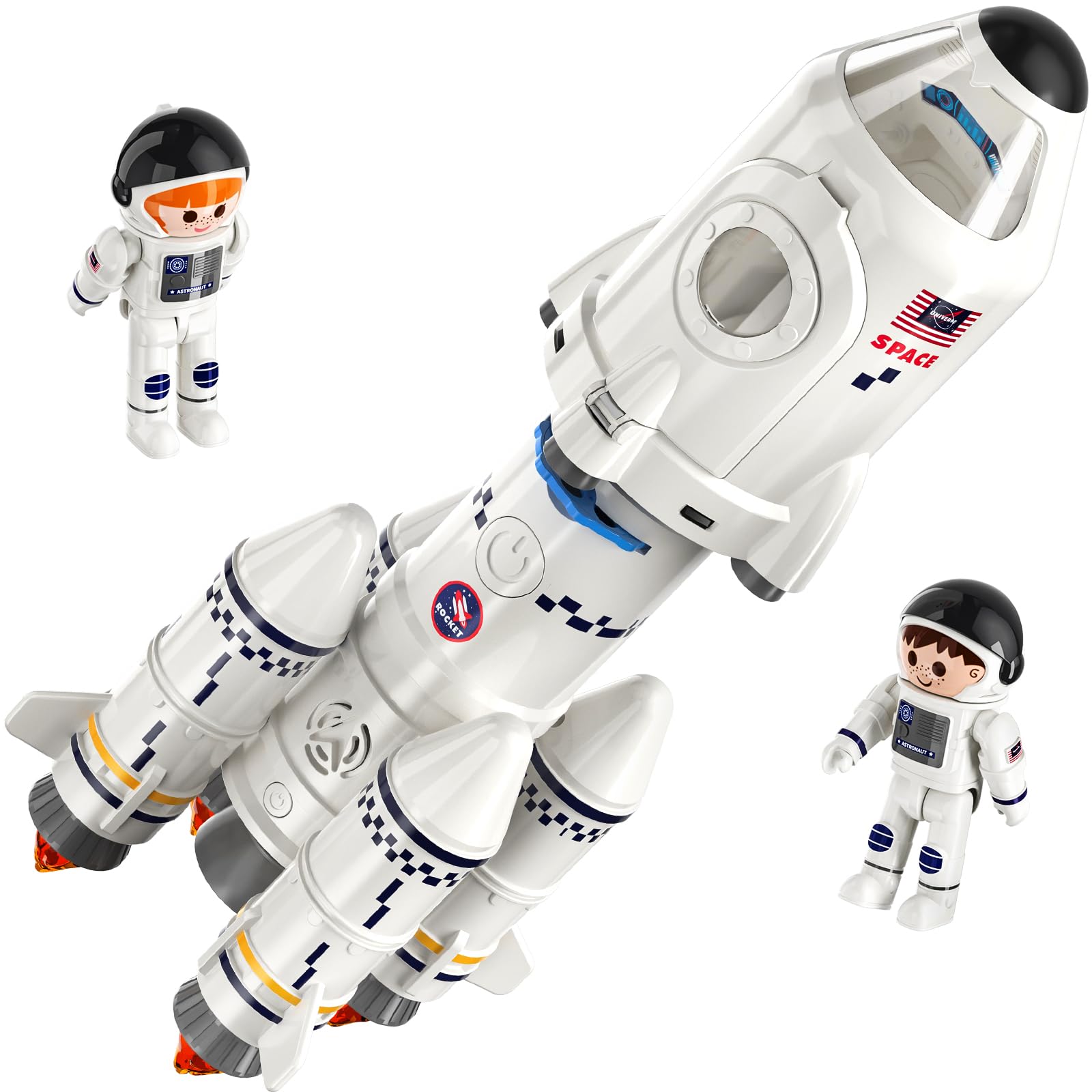 Photo 1 of TEMI Space Toys for kids 3-5 5-7 8-10 - Rocket Ship Toys for kids 3-5, Spaceship Astronaut Toys with 2 Astronauts, Projection Lamp, Outer Space Themed Gifts for Toddler Boy Girl 3 4 5 6 7 8 9 Year Old