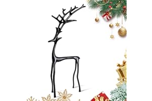 Movued Christmas Decorations, Black Reindeer Statues, Modern Xmas Figurines, Elegant Indoor Holiday Decor, for Coffee Table Fireplace Entryway Shelves Office Indoor (Style A)