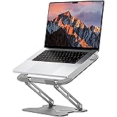 JCZT Foldable Laptop Stand for Desk, Adjustable Height Ergonomic Computer Stand, Portable Laptop Riser for MacBook Air Pro, All 10-16'' Notebooks Laptops, Grey