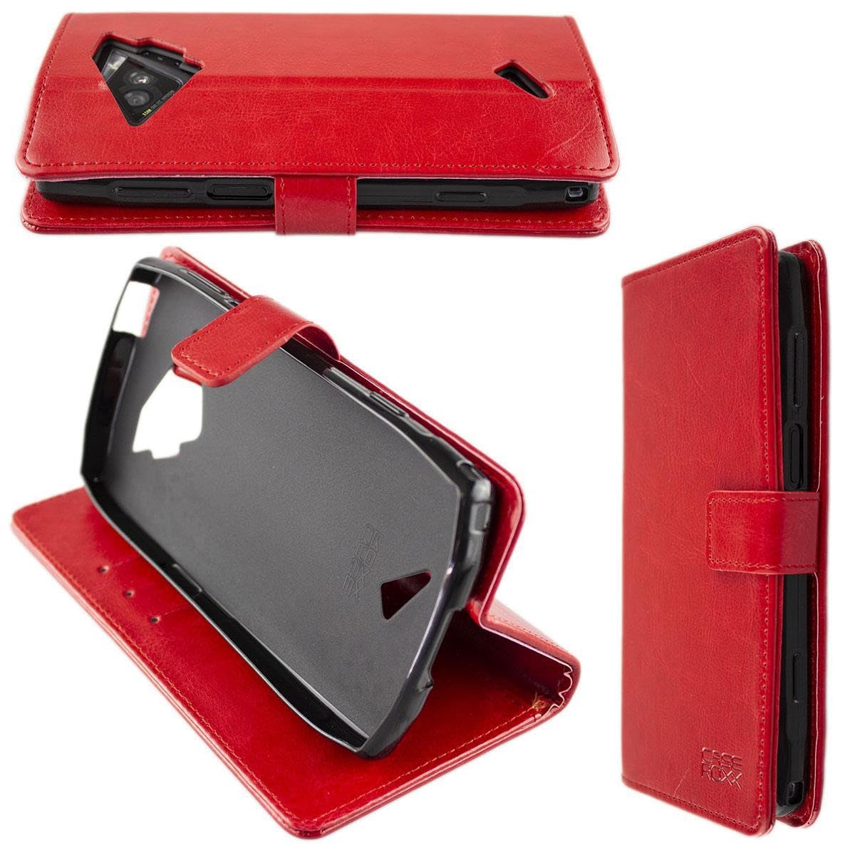 caseroxx Bookstyle-Case for Crosscall Action-X5, Cover, faux leather, Card Slots & Magnetic Closure red Wallet Case