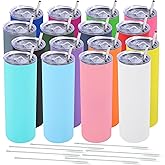 Dongni Skinny Tumbler with Lid 20 oz Stainless Steel Vacuum Insulated Double Wall Travel Coffee Water Tumblers Cup (Mix 16pack)
