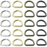 YIXI-SBest Metal D Ring Non Welded D-Rings Assorted 0.39 Inch, 0.5 Inch, 0.63 Inch, 0.75 Inch, 1 Inch (100 Pack)