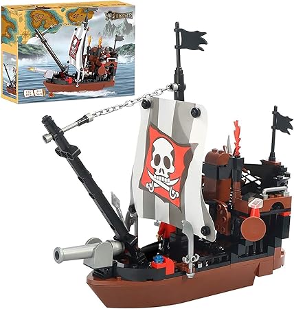 Amazon Brick Story 海賊船 組み立てブロックおもちゃ 3つのミニおもちゃフィギュア 海賊船のおもちゃ ボートビルディングキット 組み立てブロック 男の子 女の子向け 6 12歳以上 167ピース ブロック おもちゃ