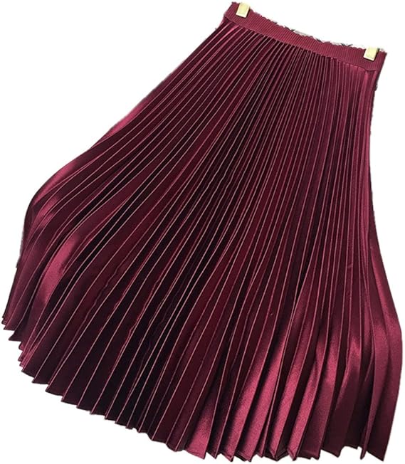 Amazon Co Jp Clansy ロングプリ ツスカ トメタリックサテン ワインレッド 服 ファッション小物