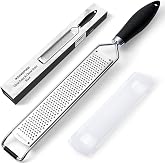304 Stainless Steel Citrus Lemon Zester Spice Ginger Garlic Grater Black | Dishwasher Safe &amp; Protect Cover Rustproof Blade Premium Citrus Zester for Parmesan Nutmeg Lime Kitchen Gadgets Baking Tools