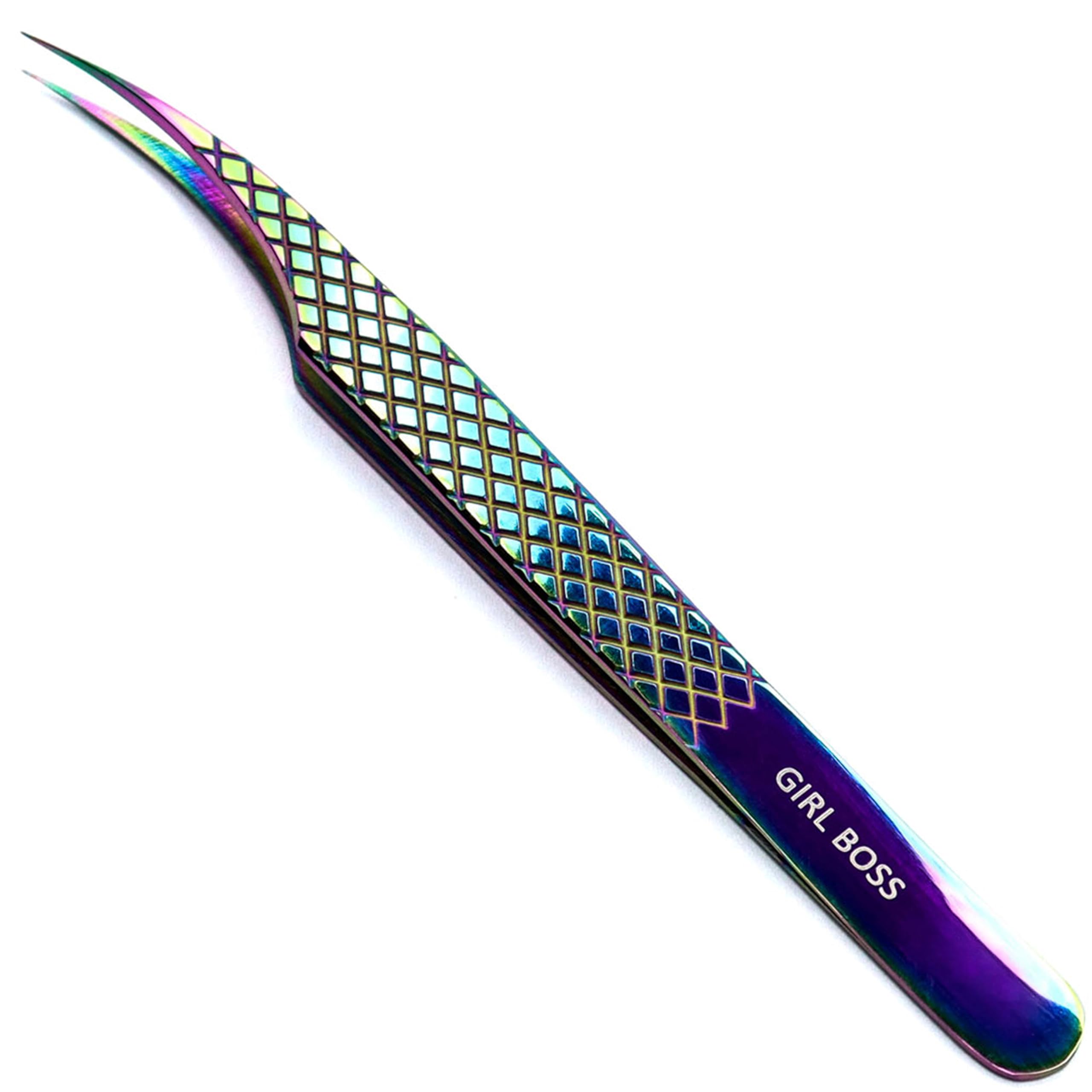 LLBA Lash Tweezer Professional Volume False Lash Application Tool | Multi Shapes & Purposes Tweezers | Non-Slip Grip Tweezers for Volume, Isolation & Classic Lashes (Galaxy, Girl Boss Isolation)