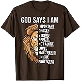 Mens Christian God Says I Am Jesus Lion of Judah Bible Verse T-Shirt