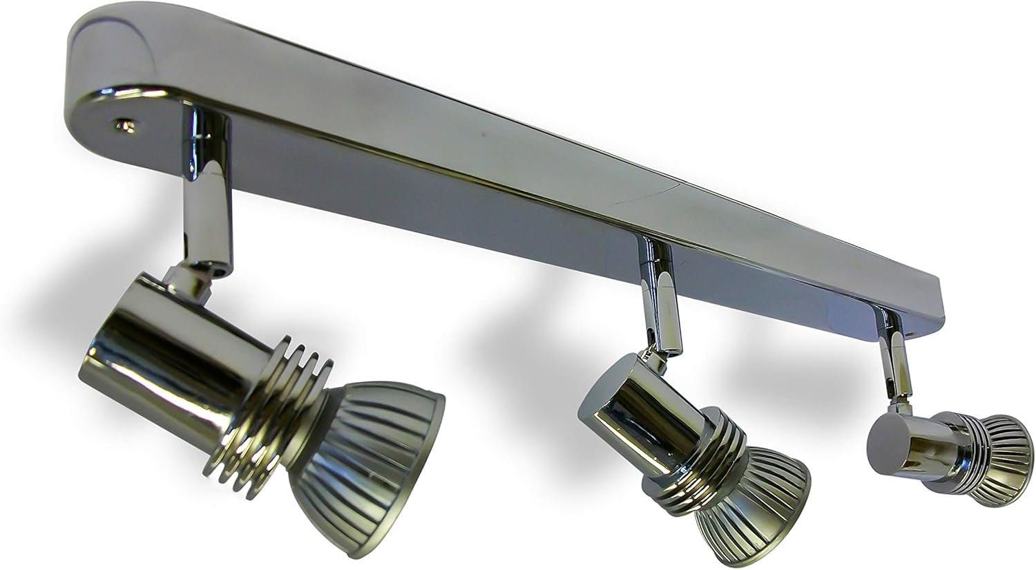 Triple Spotlights Wall Bar. Ceiling & Wall Spotlight with Three GU10 Heads on Wallbar (Chrome
