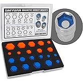 GIMYUAN 21PCS Magnetic Socket Inserts for SAE Metric 5/16 to 7/8 Inch, 8mm to 19mm Universal Sockets, Inserts with Magnet, Separate Type