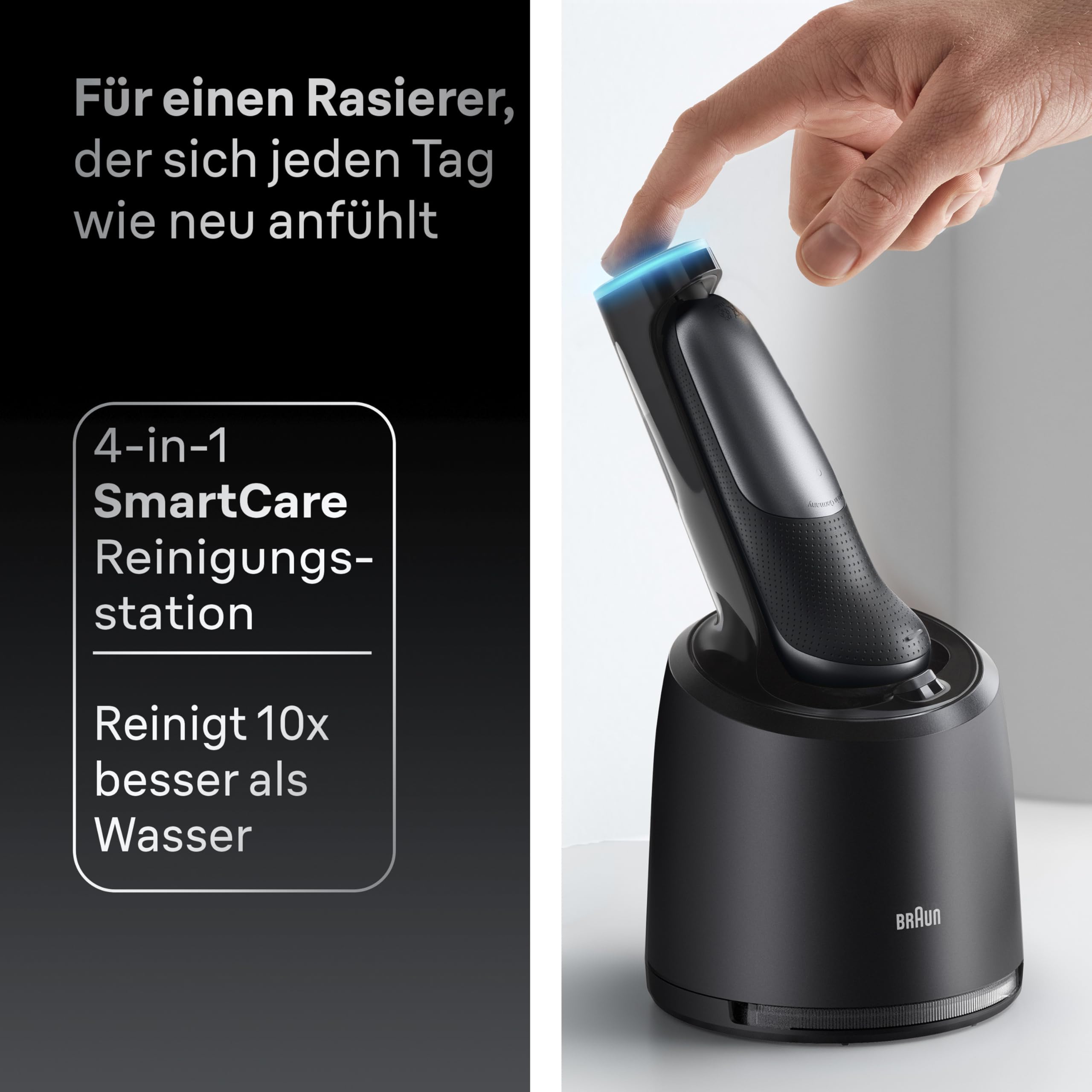 Braun Series 7 Elektrorasierer Herren, Rasierapparat mit 60 Min. Akkulaufzeit, 4in1 SmartCare Reinigungsstation, +1 Aufsatz, Kabelloser Nass- und Trockenrasierer, Wasserdicht, 72-C7200cc, Gold 8