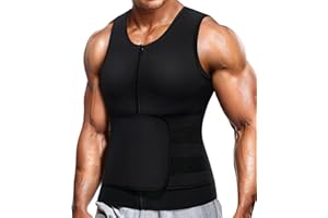 Nebility Neoprene Sauna Suit for Men Waist Trainer Vest Zipper Body Shaper with Adjustable Tank Top