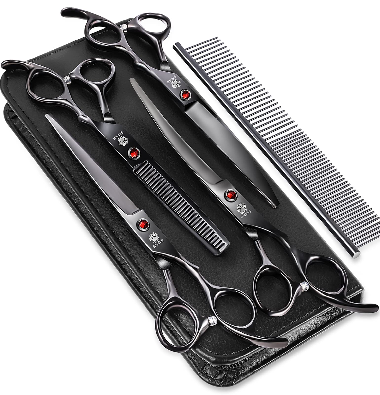 Photo 1 of Dog Grooming Scissors Kit with Safety Round Tips, GLADOG Professional 6 in 1 Grooming Scissors for Dogs, Sharp and Heavy-duty Dog Grooming Shears for Dogs Cats Pets