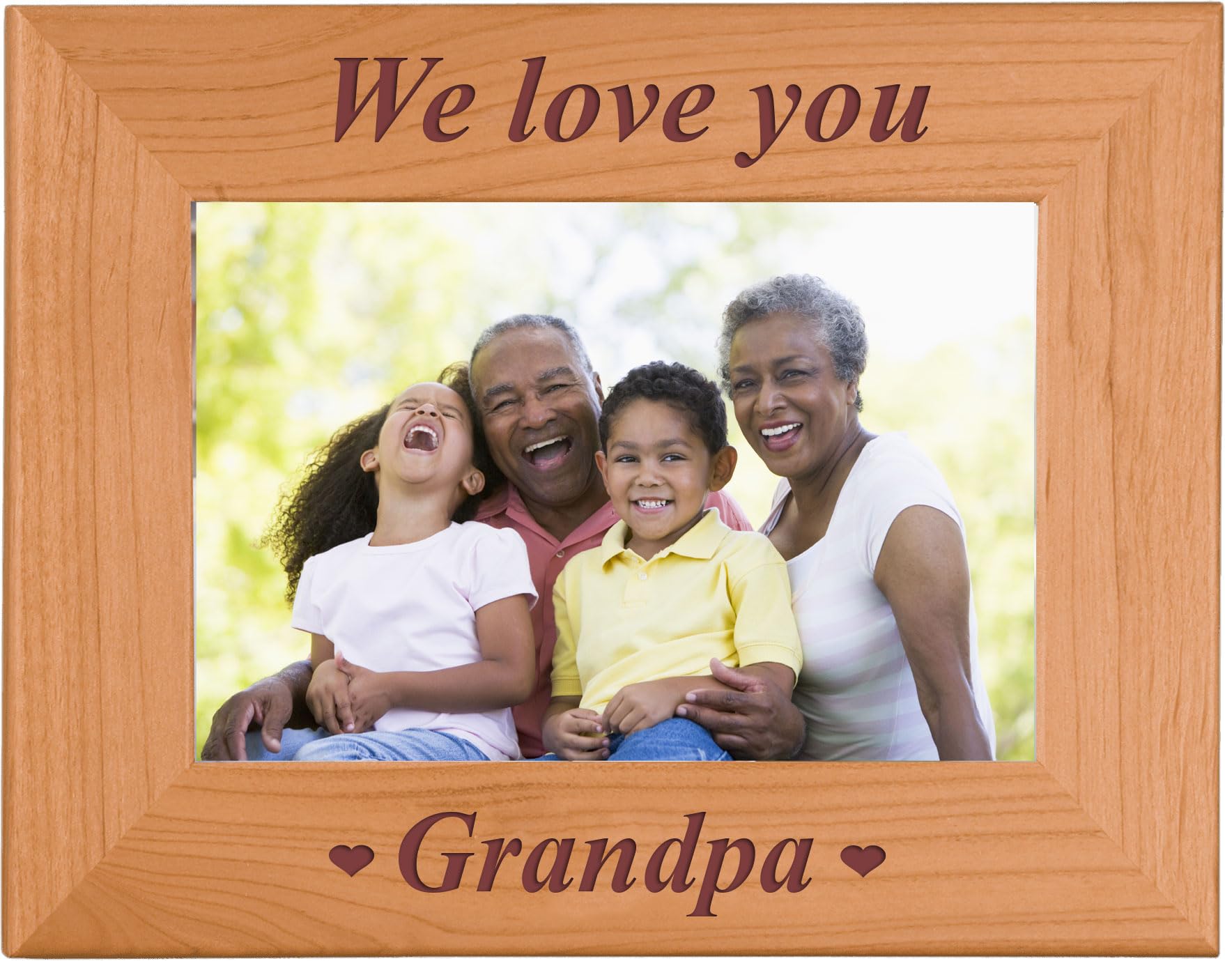 We Love You Grandpa - Engraved Wood Picture Frame - Fits 4x6 inch Photo (4x6-inch Horizonal)