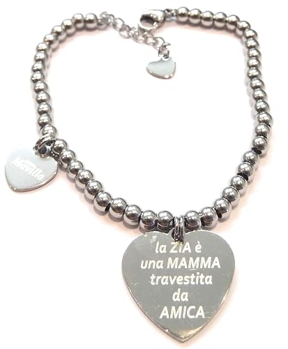 Bracciale Donna In Acciaio Con Scritta La Zia è Una Mamma Travestita Da Amica Bracciale In Acciaio Emozionale Frasi Pensieri Parole Con Charms