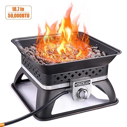 Tacklife Gas Fire Pit 18 7 Inch 50 000 Btu Auto Ignition Portable