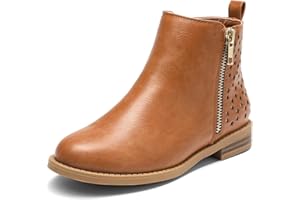 DREAM PAIRS Girls Ankle Boots Kids Fashion Booties with Glitter Stars Side Zipper Low Heels Warm Shoes for Toddler/Little Kid/Big Kid