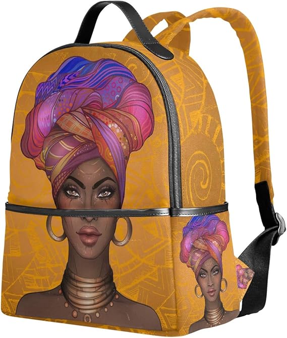 ZOEO African Girl Backpacks Gold African American Kids 3th 4th 5th Grade School