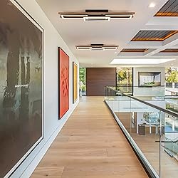 Lingkai 39.3" LED Modern Ceiling Lights Wooden