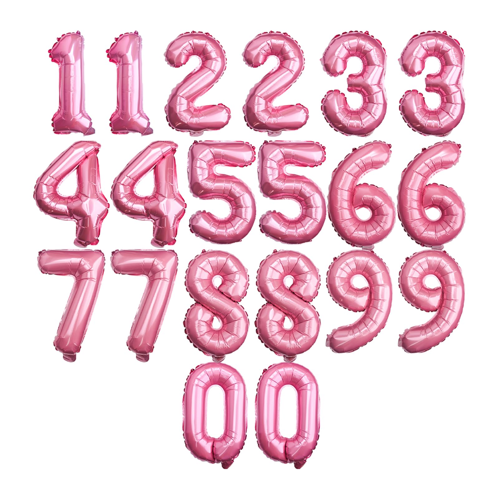 Photo 1 of [20 Pcs] 16" Pink Foil Number Balloons (2 sets of 0-9) - Mylar Aluminum Hanging Decorations for Graduation, Birthday, Christmas & New Year's Eve Parties