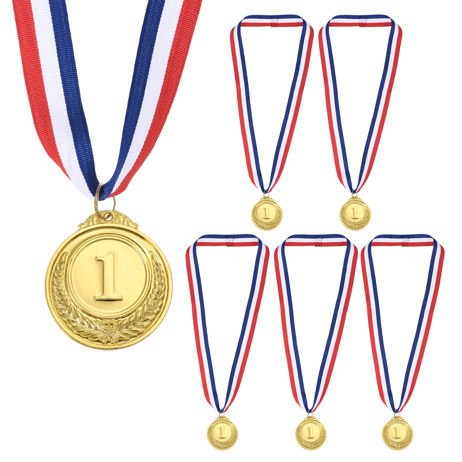 PATIKIL 2 Inch Award Medals, 6 Pack Gold Medal Winner Award Prizes Frosted with Neck Ribbon for Adults, Sports Day, Games, Sports Competitions