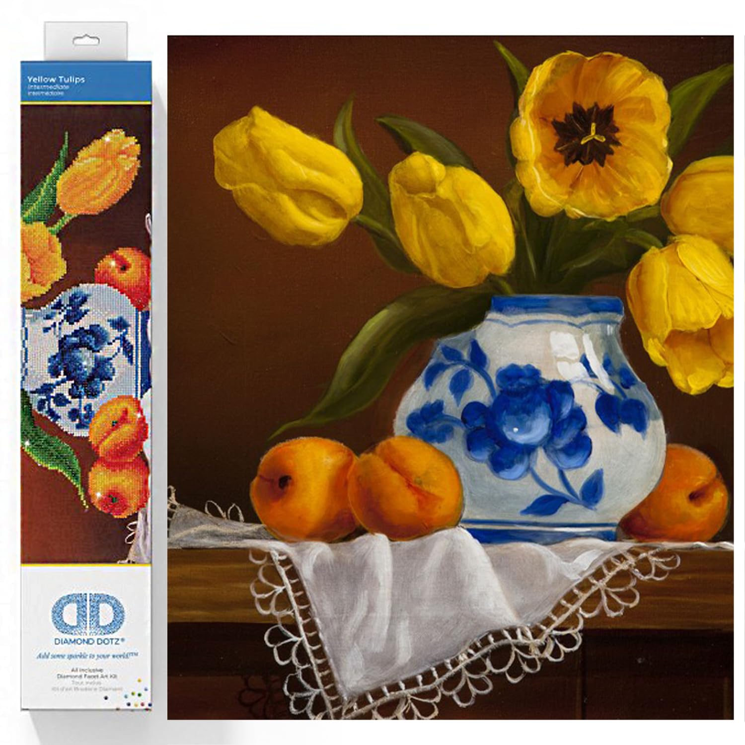 DIAMOND DOTZ Painting, Beginner Kit, Resin, Yellow Tulips, 40.6 x 50.8cm, DD9.004