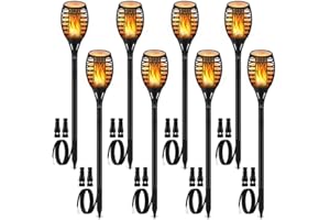 LUYE Low Voltage Torch Landscape Lights Wired Flickering Flames Torches Pathway Lights 12V Outdoor Torch Lighting with Connector Waterproof Landscape Lighting for Christmas Yard Decoration (8Pack)