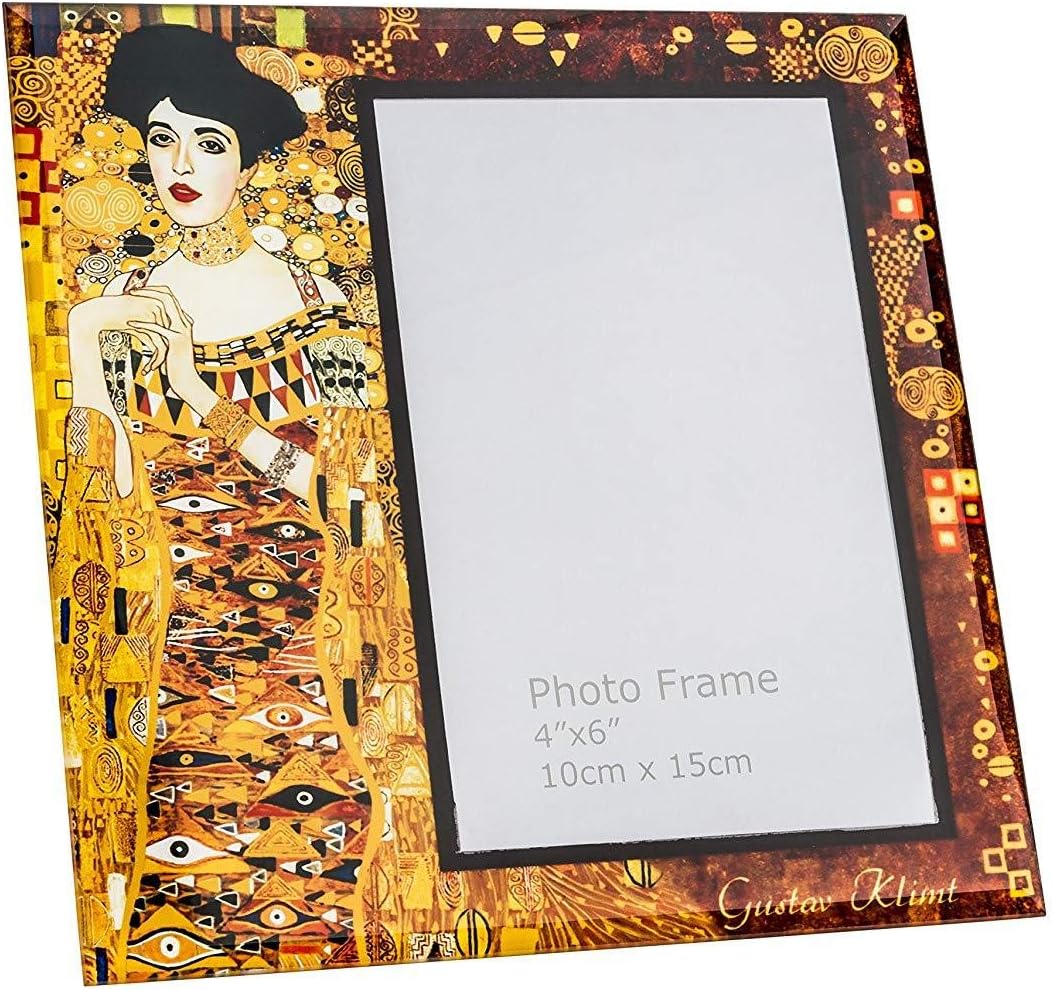 Carmani Painters 7" Decorative Glass Photo Frame, Gustav Klimt Collection (Adela)