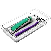 madesmart Drying Stone Drawer Organizer, Clear | diatomite, fast drying surface, divided layout, toothpaste floss, dental items, bathroom counter, woman owned