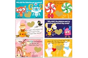 FaCraft Valentines Day Cards for Kids,36Pcs Funny Scratch-Off Valentine Jokes Cards,Valentines Exchange Card Gift for Kids Classroom School Boy Party Favors Supplies