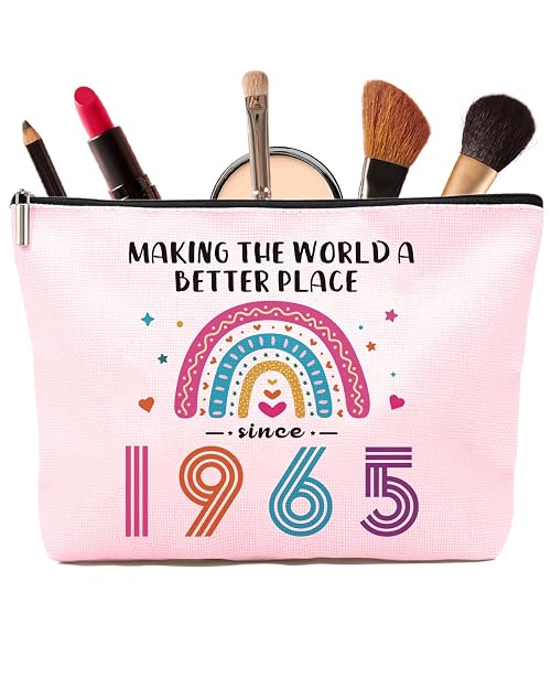 VivaJoy 60th Birthday Gifts for Women - Rainbow Pink Cosmetic Bags, Unusual 60th Birthday Gifts for Her, Personalised 60 Year Old Lady Present for Mum, Grandma, Best Friend