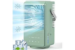 ZUKBEN Portable Air Conditioners,4-IN-1 Mini Air Conditioner with 3 Speeds 2 Mist,1000ml Evaporative Air Cooler Fan with 90° Oscillation Timer Nightlight for Bedroom Office Camping (Green)